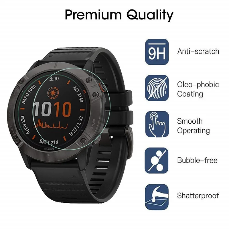 FIFATA 2Pcs HD Tempered Glass Protective Film For Garmin Fenix 6 6S 6X 5 5S 5X/Forerunner 245 945/Vivoactive 3 Watch Screen Film