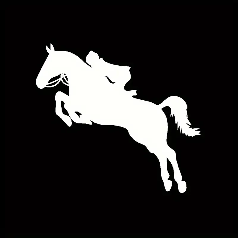 Girl Riding Horse Car Window - Waterproof Removable Vinyl Decal, Glossy Equestrian Horse Jumping Design for Rear, SUV, Truck, Au