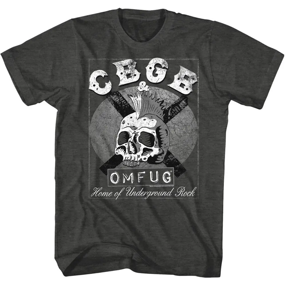 Cbgb Omfug Mohawk Skull Men'S T Shirt Vintage Underground Punk Rock Music Merch