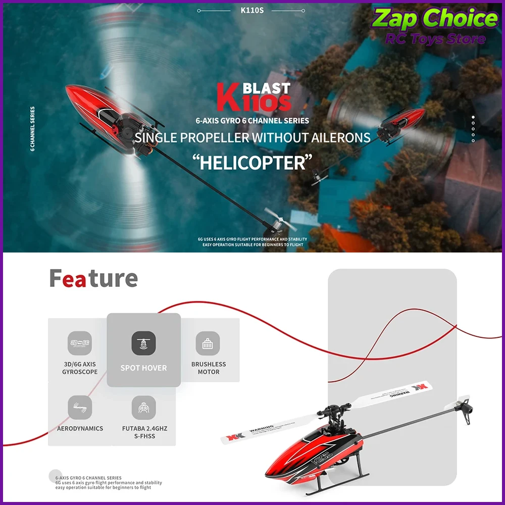 WLtoys K110S RC Helicopter 3D/6G Dual Mode 6-Axis Gyroscope 2.4G Remote Control BNF/RTF Aircraft Toy Gift for Beginner