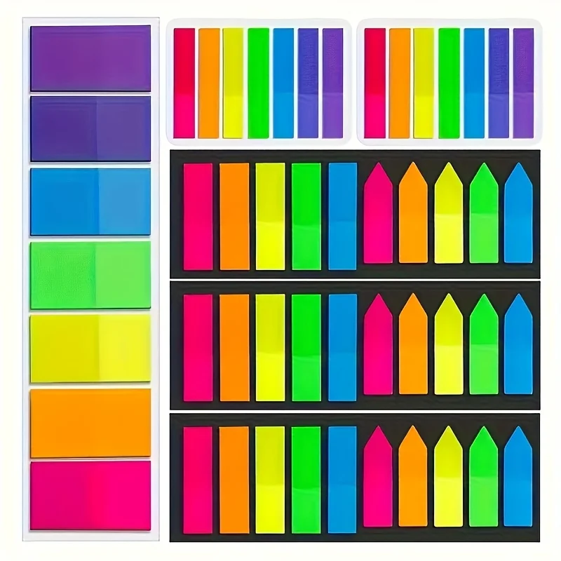 

1020 Sheets Sticky Notes Set - Reusable, Waterproof, and Transparent Index Tabs with Assorted Sizes Adhesive Page Markers