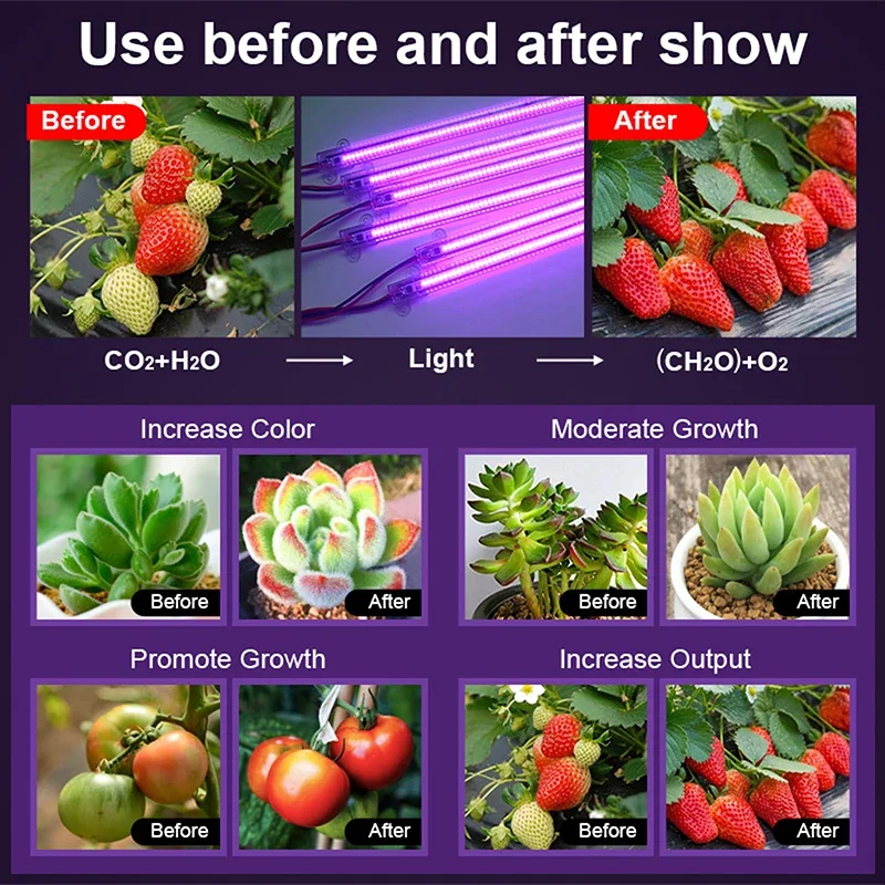 30cm LED Grow Light 220V Full Spectrum Grow Tube 2/3/4 Heads Sunlike LED Growing Lamps for Indoor Flower Rack Plants Cultivation