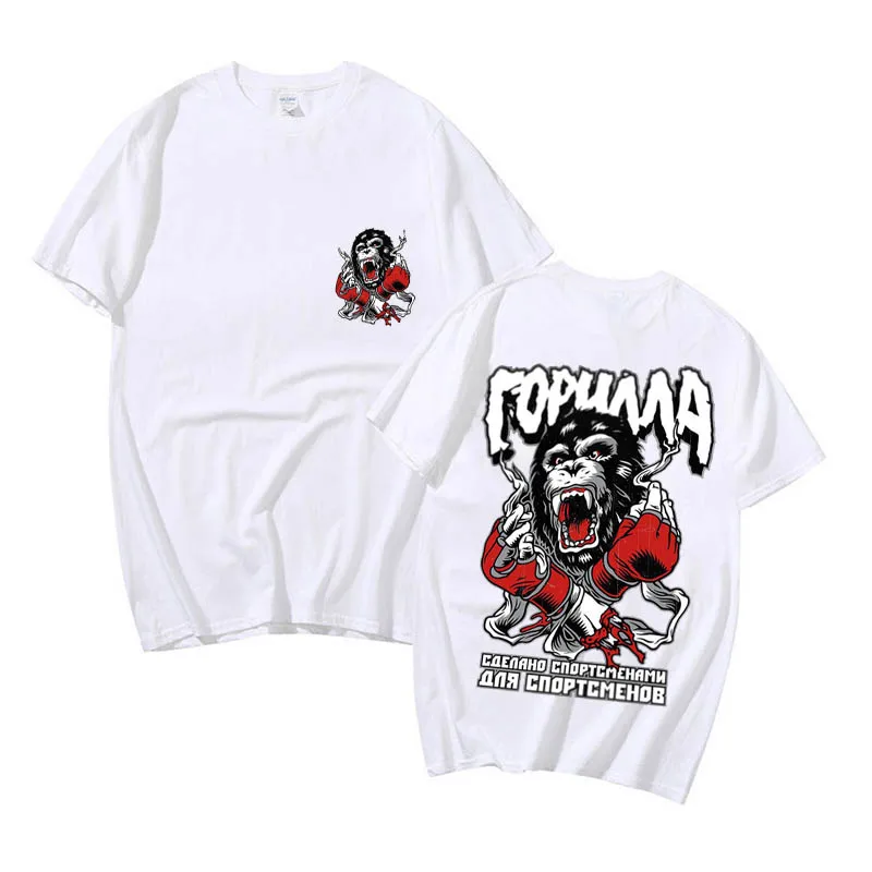 

Mokey Printing Shirt Harajuku Casual T-Shirt Street Fashion Short Sleeve Clothing Streetwear Men's Hip Hop Cotton