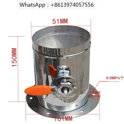 Stainless Steel 201 Damper  Air Valve Motorized Check Valve for 3/4/5/6/8inch Pipe  with 50.5mm Flange