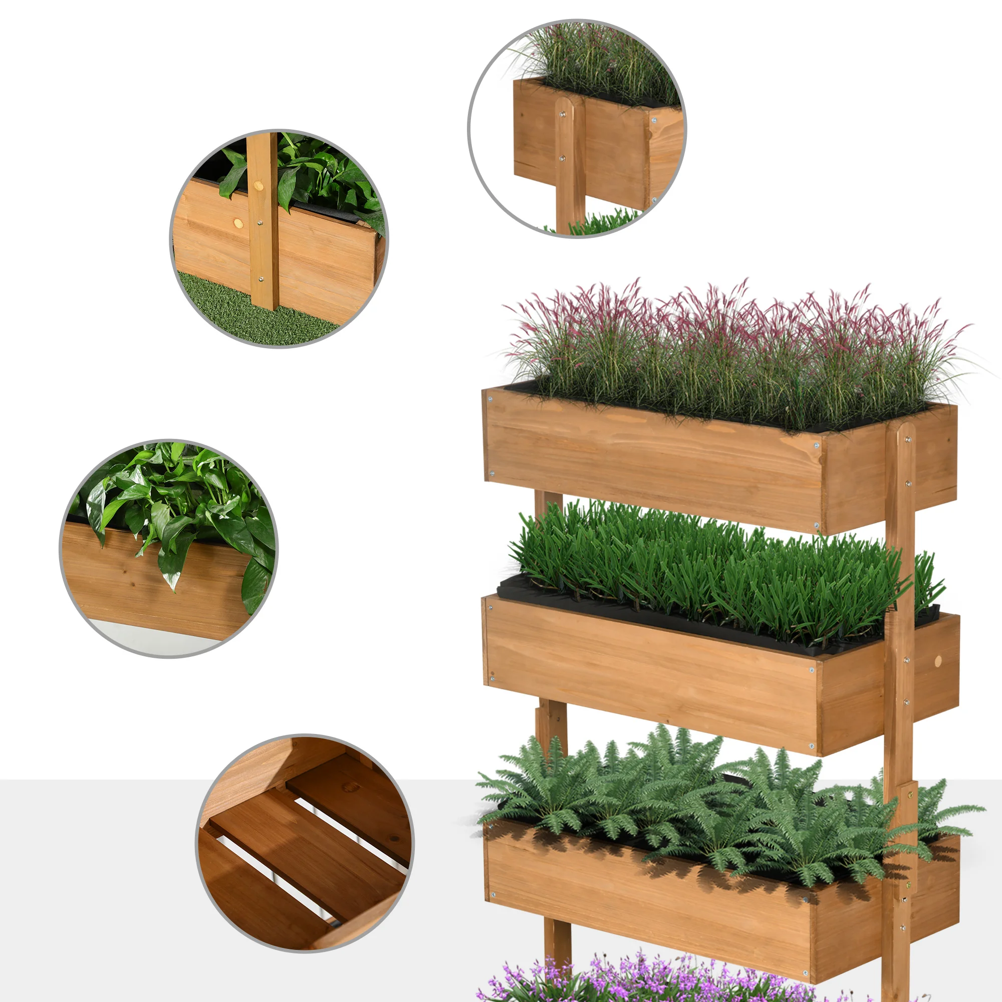 4-Tier Raised Garden Bed Vertical Planter Box Orange, Orange