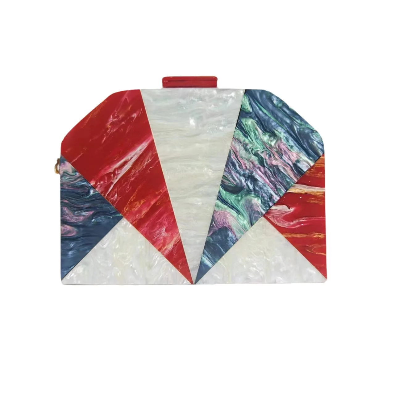 Luxury Geometric Colorful Patchwork Acrylic Handbag for Women – Stylish Evening Party Beach Bag Designer Avondtassen Purse
