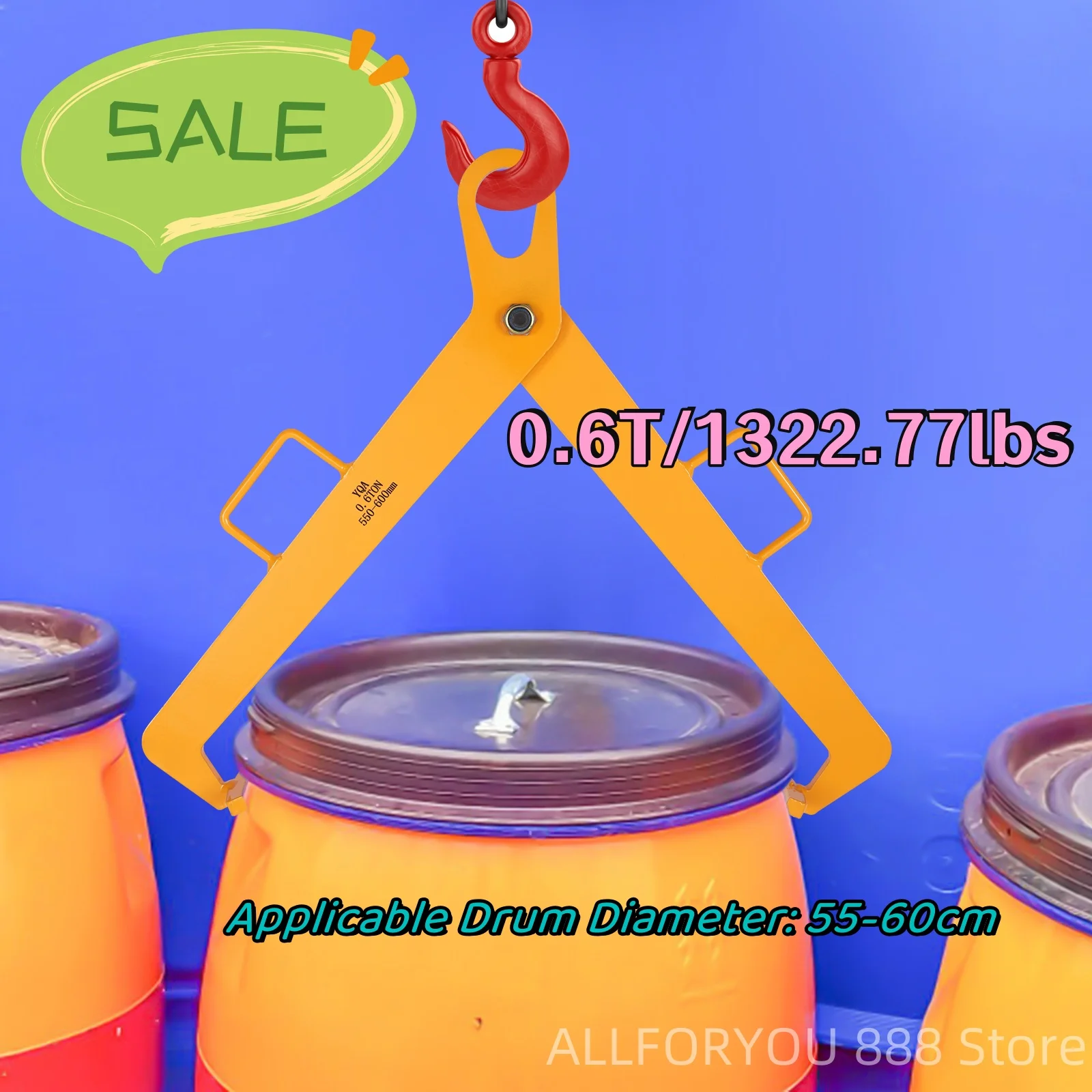 

0.6T/1322.77lbs Vertical Drum Lifting Plier Applicable Drum Diameter 55-60cm/ 21.65-23.62in Sturdy & Durable