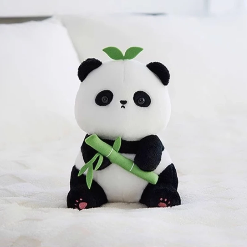 Miniso sentado bambu panda série boneca macia dos desenhos animados bonito animal boneca travesseiro feminino ornamento de mesa caixa de presente misteriosa genuíno