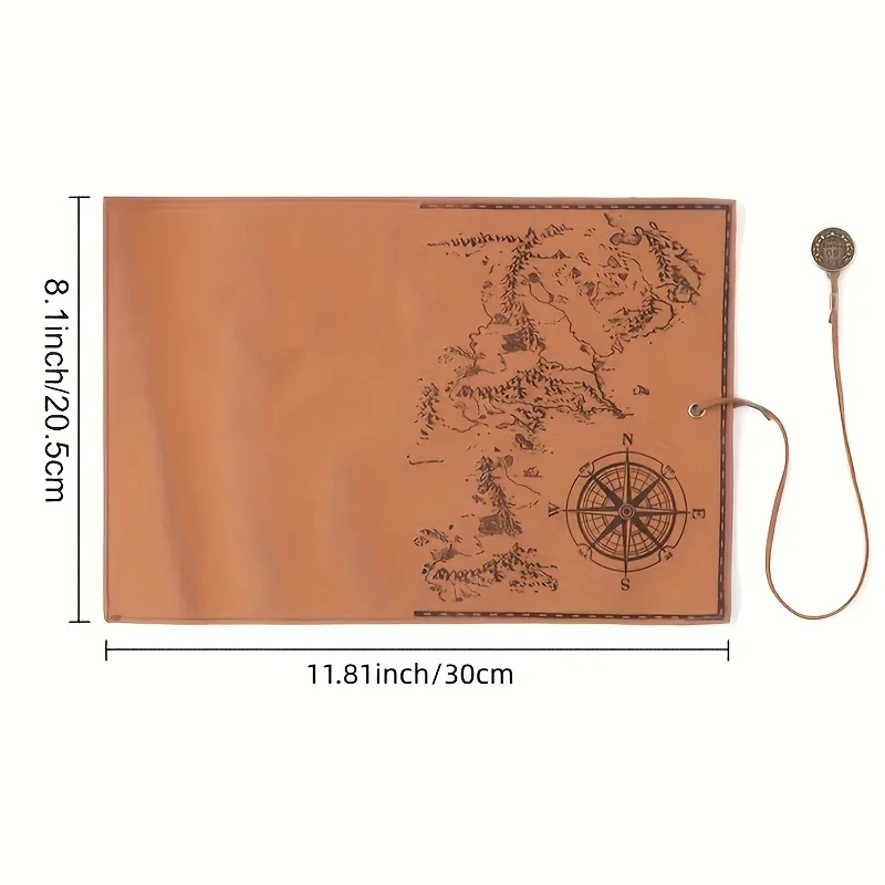 Vintage Treasure Map Leather Pencil Roll Secure Spacious Organizer for Art Writing Supplies Pen Sorage Pencil box