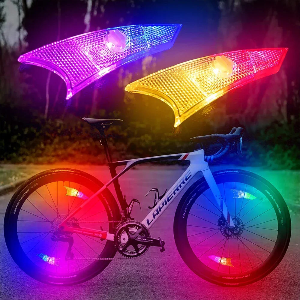 Bicycle Spoke Lights Induction Colorful Bike Light Safety Warning Light Road Bike Motorcycle Car Cycling Accessories