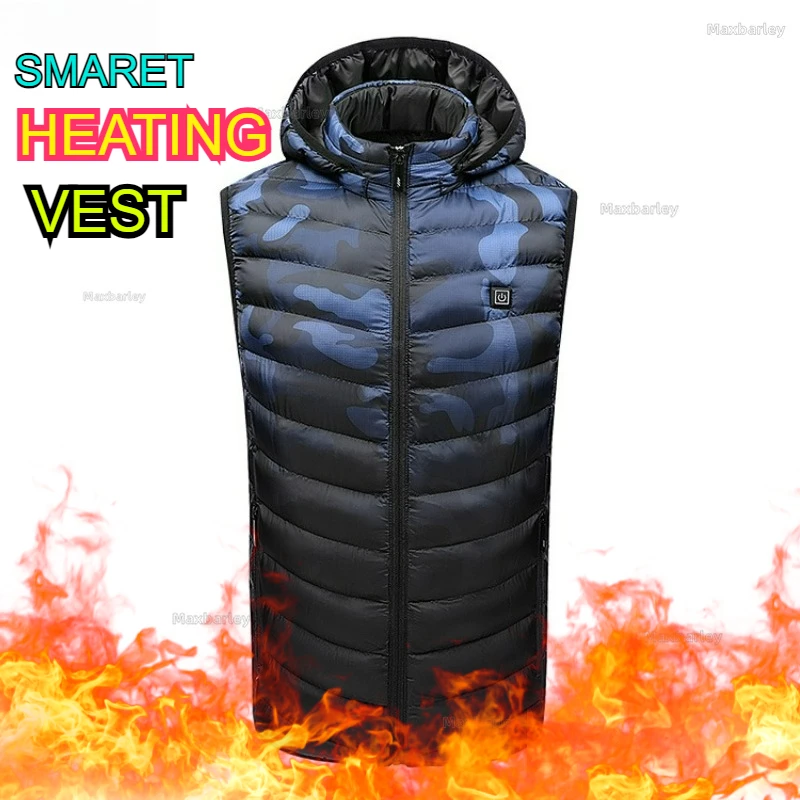 

Winter Intelligent Heating Vest Men Women USB Electric Heated Skiing Vest Smart Heating Clothes Bodywarmer Thermal Camo Vest