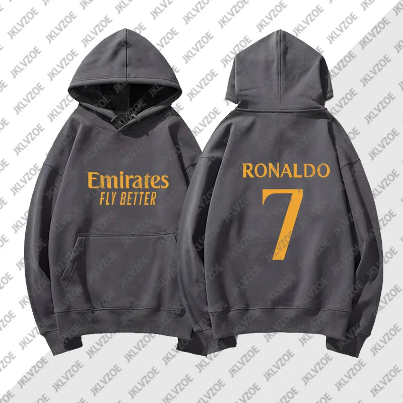 Ronaldo Number 7 Print Fashion Sweatshirts Autumn Winter Comfortable Pullover Boys Girl Comfortable Cotton Hooded Unisex Hoodies