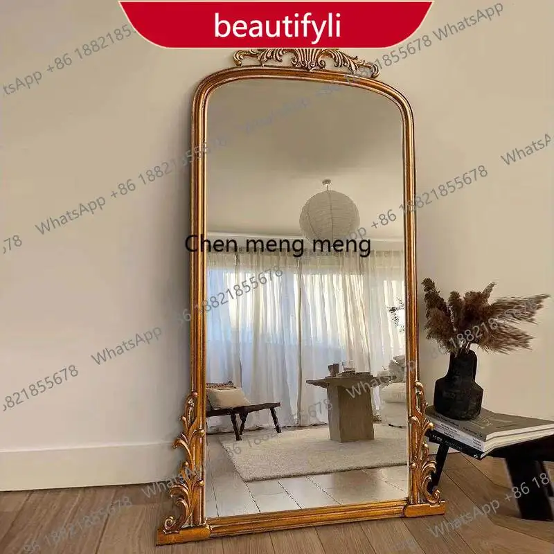 X188 American carved floor mirror vintage full-length mirror home French floor cloak dressing mirror