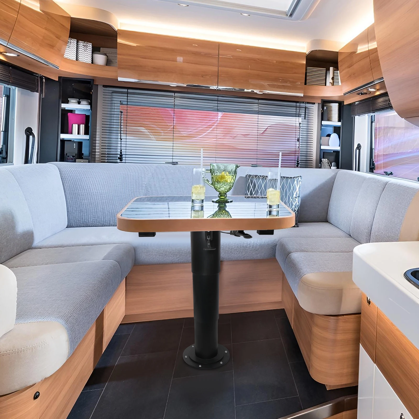 إطار طاولة RV للرفع الهوائي بزر واحد، نطاق 33.5-73.1 سم، رفع سريع، قابل للتعديل بأربعة اتجاهات، مناسب لطاولة اليخوت RV