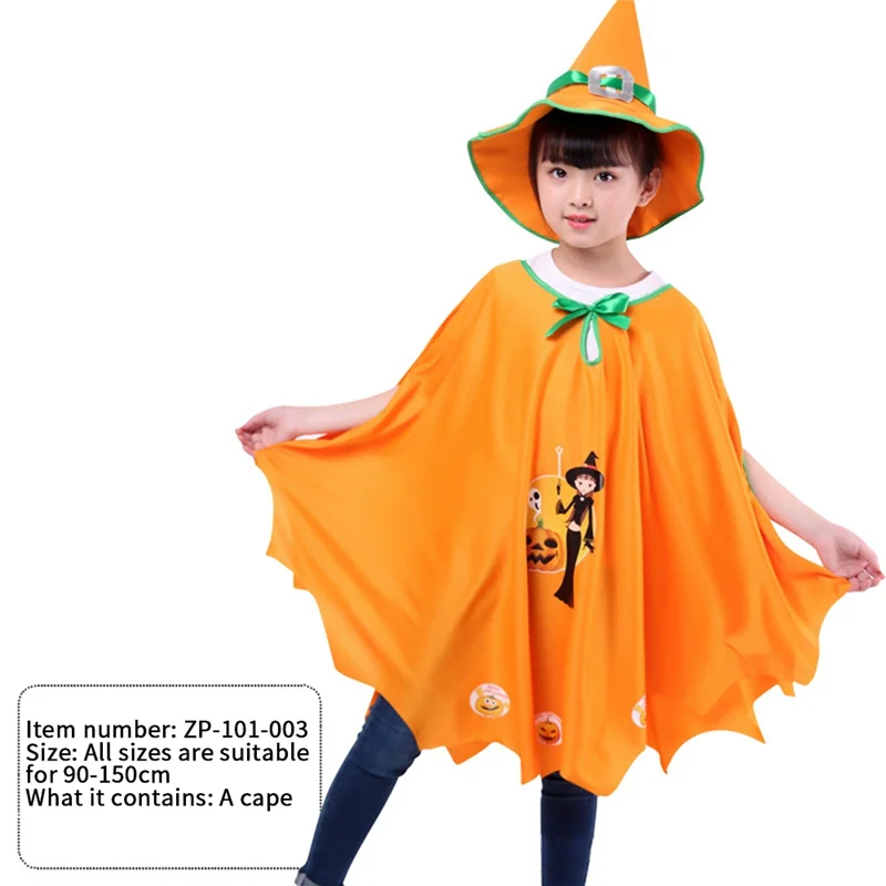 Halloween Cosplay Witch Costume Children Carnival Vestidos Party Witch Fancy Dress Clothing Baby Girl Boy Orange