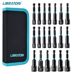 LIBRATON Magnetic Nut Driver, 20PCS Impact Drill Driver Bit Set 1/4