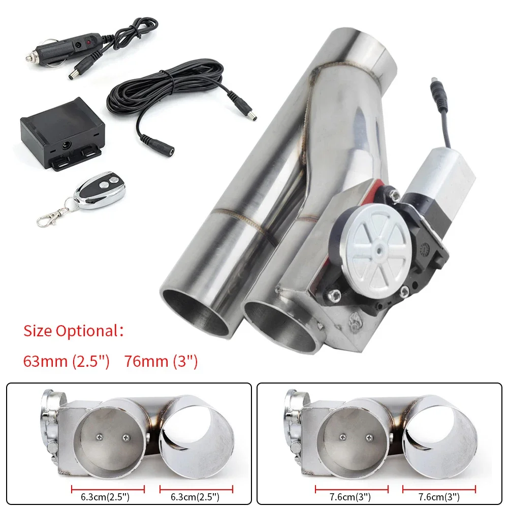 Electric Y Pipe Cut Out Valve Exhaust Pipe Muffler Kit with Wireless Remote Control 2.5'' 3'' Exhaust Control Valve Exhaust Pipe