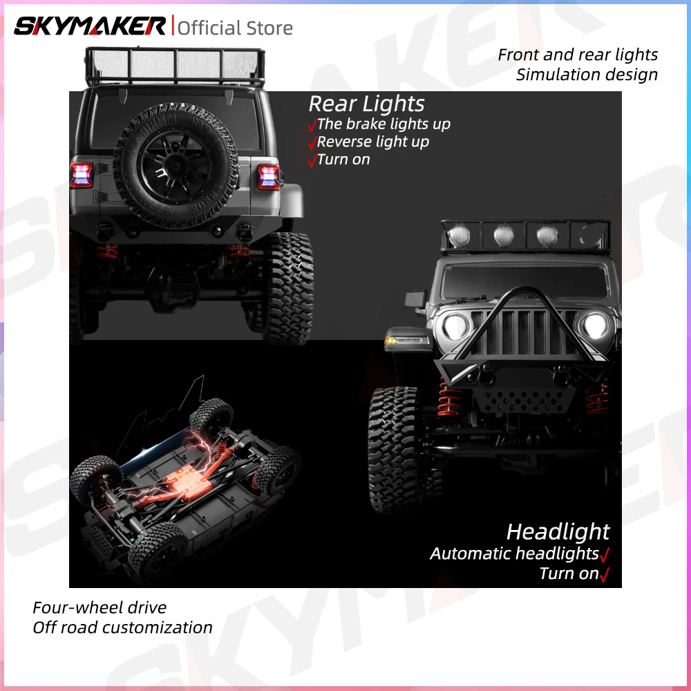 MN128 1/12 RC samochód 4WD Jeep Model 2.4G zdalnie sterowanie światło LED 4x4 Off Road 4WD wspinaczka zdalnie sterowana ciężarówka zabawka