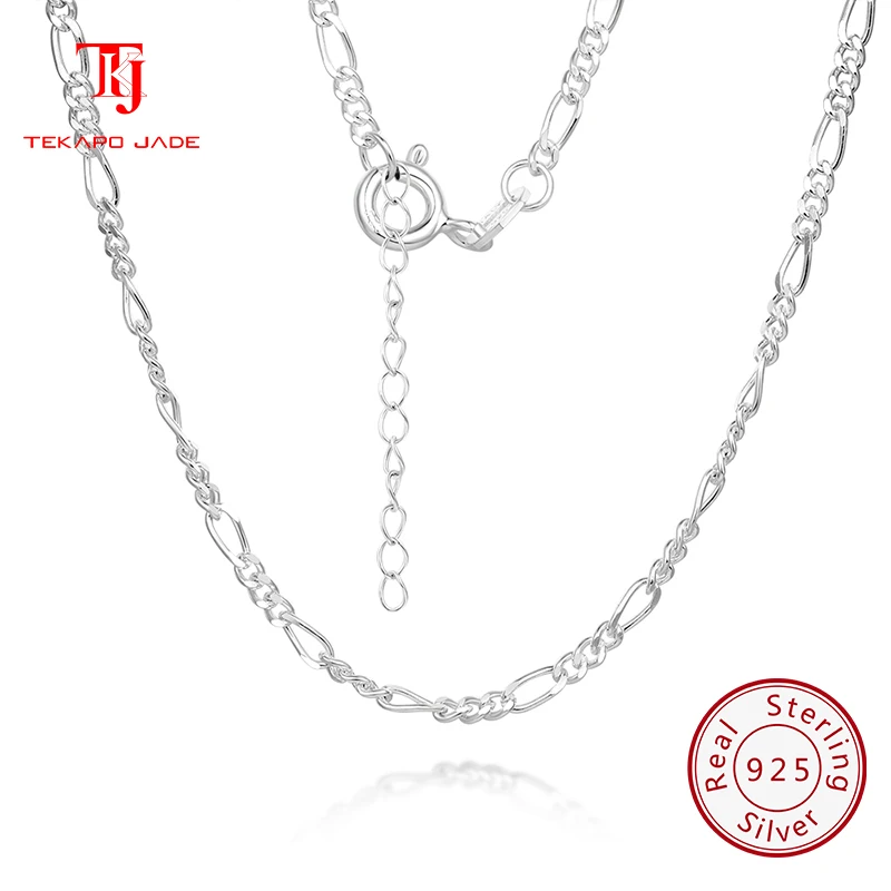 

TKJ JEWELS 100% 925 Sterling Silver Figaro Link Chain Necklace for Women Men Baise Chains Necklace Fashion Party Jewelry CN06