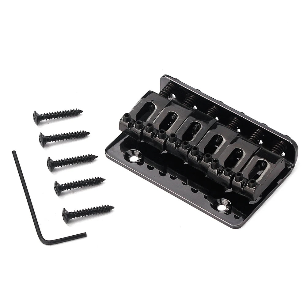 

65 Mm Black Guitar Bridge Vintage Style Bass DIY with Screws Fixed Hard Tail Electric