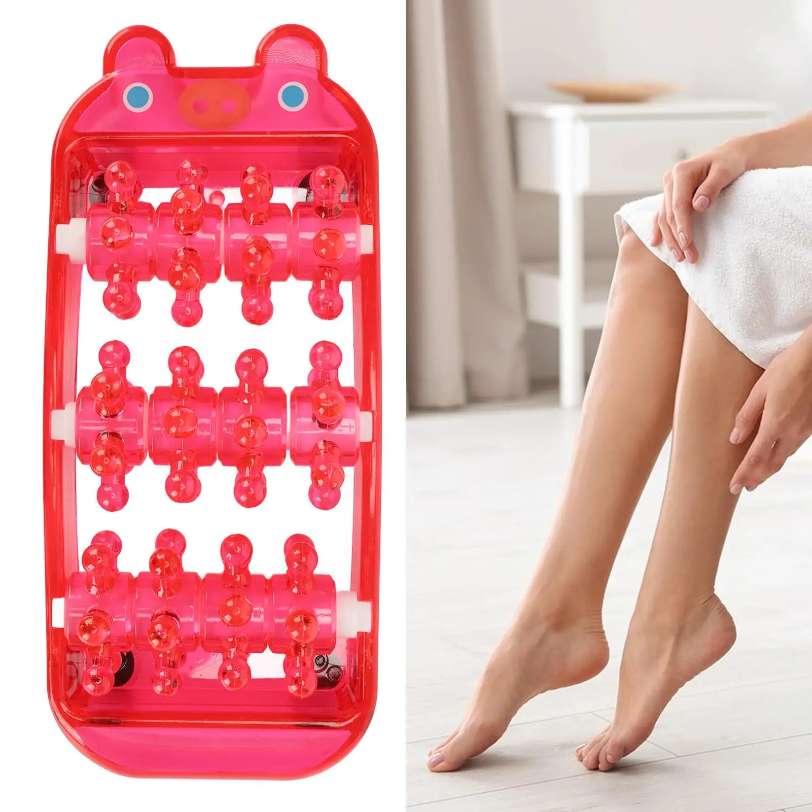 Red Foot Massager Roller for arch and for heel Pain Relief - Stress-free Foot Massager Tool