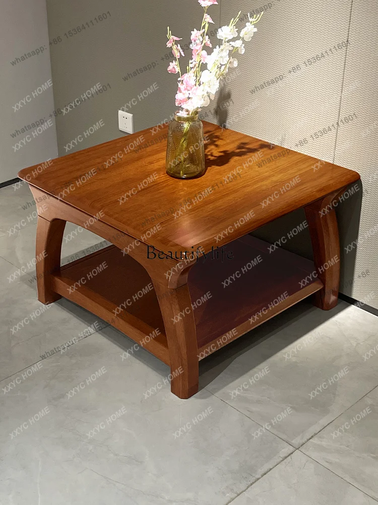 Golden silk walnut Chinese telephone table modern storage square table living room sofa side table