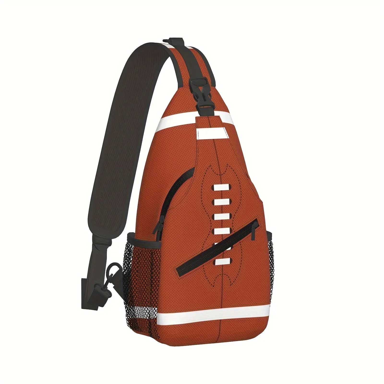 Custom Football Print Sling Bag Football Chest Bag Football Crossbody Bags For &, Adjustable Strap, Multi-Layer Design