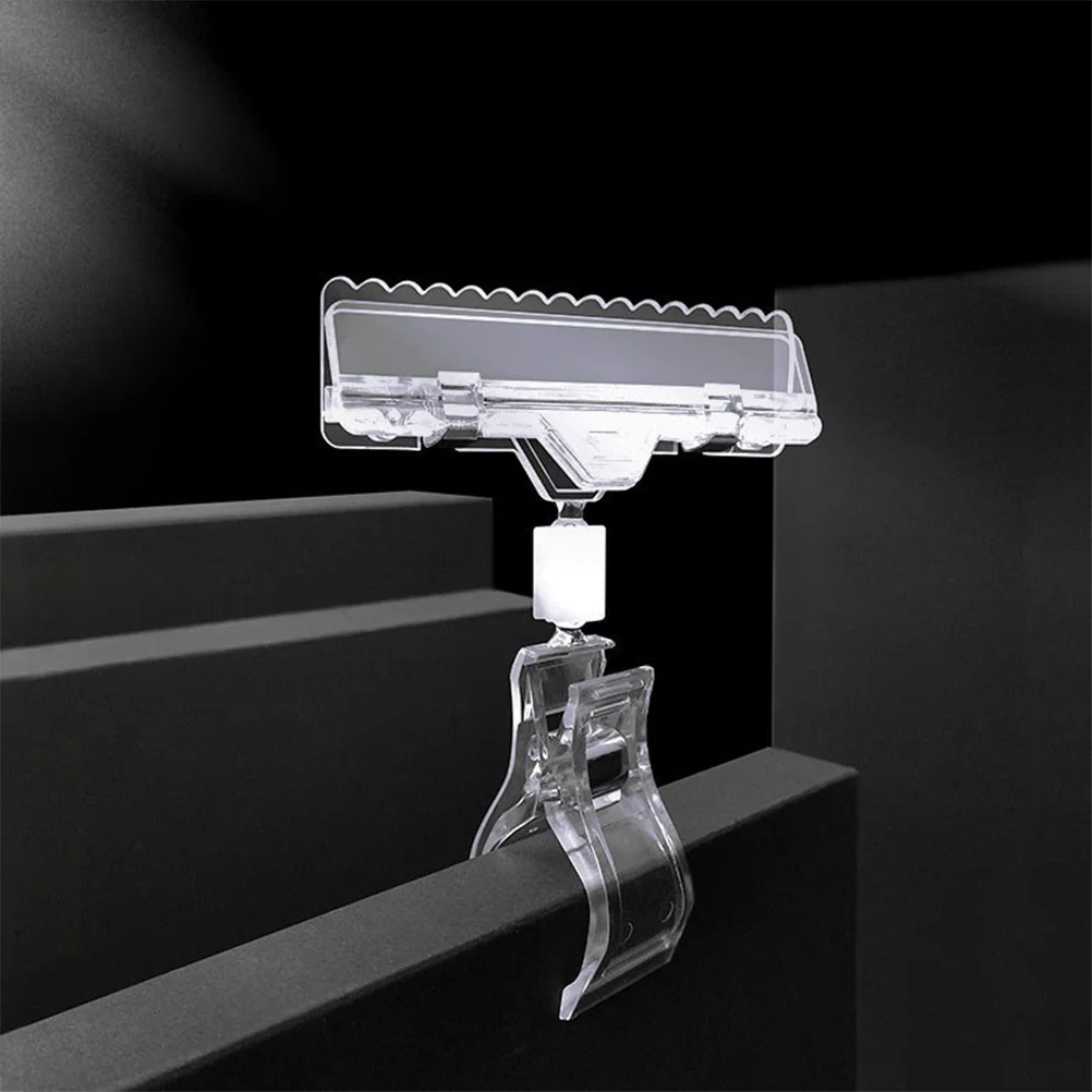 

12Pcs Practical Rotatable Plastic Sign Clips for Holding Labels Number Cards in Shops Price Tag Holder Retail Sign Clips