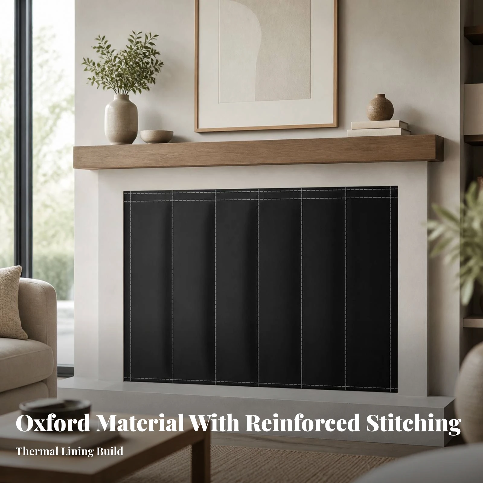 Fireplace airflowBlocking Curtain Thick Fireplace Draft Stopper with Hook-and-Loop Fasteners Foldable Layered for Homeowners