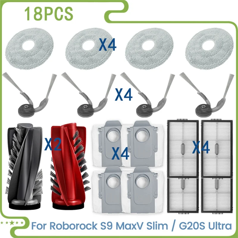 

N83R для Roborock S9 Maxv Slim/G20S Ultra робот-пылесос, основной ролик, боковая щетка, фильтр, швабра, тканевые мешки для пыли, детали
