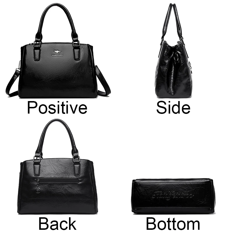 Women Soft Leather Handbags Luxury Designer 3 Layers Pocket Shoulder Crossbody Bags Ladies Large Capacity Brand Messenger Tote