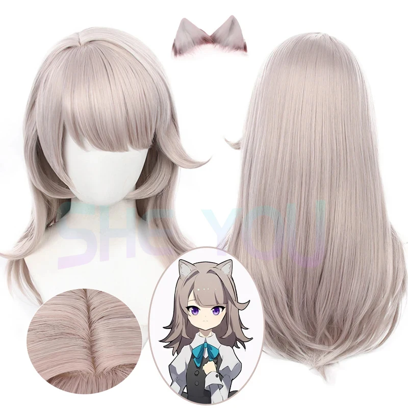 

Lynette Cosplay Wig Impact Childhood Wig Gray Long Hair Headwear Lyney Fontaine Halloween Party for Women Role Play Prop