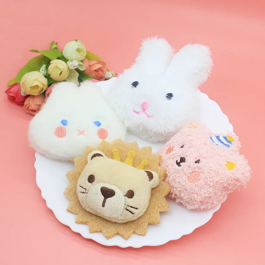 Plush Fur Rabbit Brooch Pins For Women Korean Pompom Ball Lion Bear Bag Collar Jewelry Gifts for Kids Girls