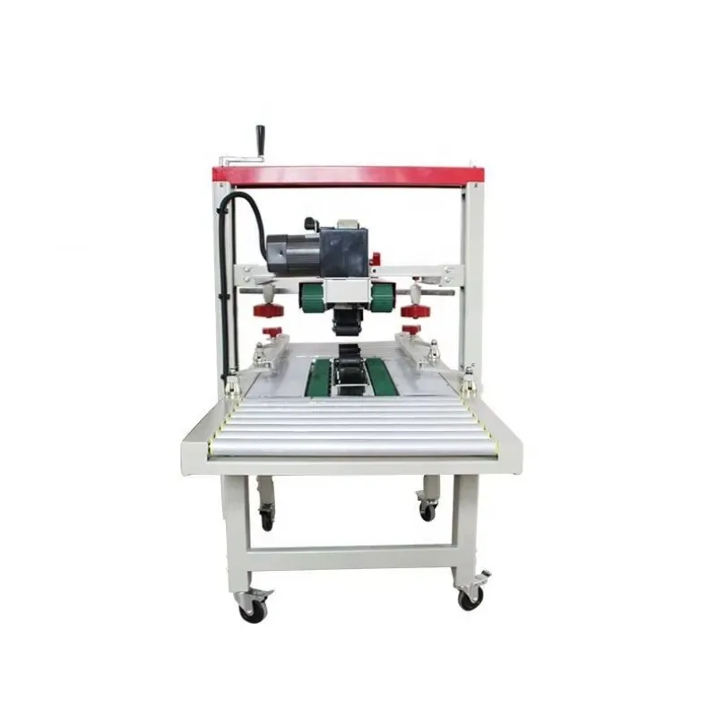 FXJ-6050 Semi-Automatic Adhesive Tape Box Carton Sealing Machine Manual Flaps Fold Top Bottom Drive Belt for  Paper