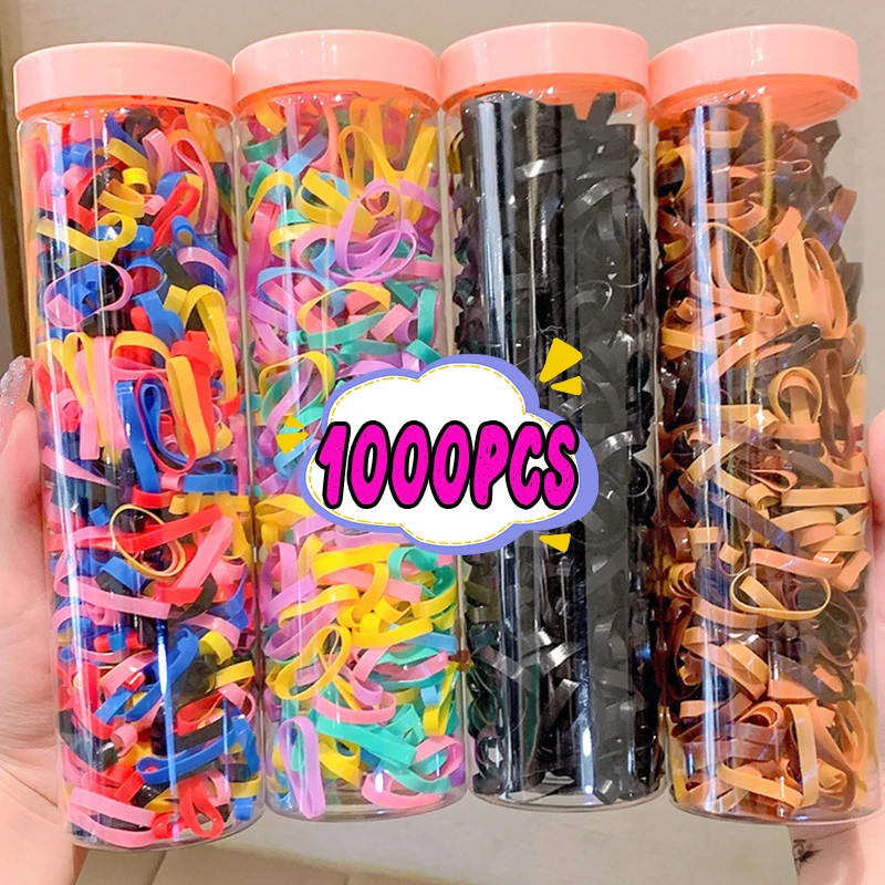 1000pcs/Pack Girls Colorful Small Disposable Rubber Bands Gum For Ponytail Hold Scrunchie Hair Bands Fashion Hair Accessories