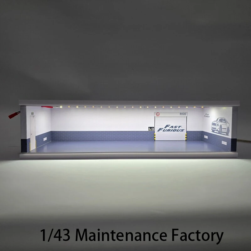 1: 43 Car Model F1 Storage Parking Scene Model Remote Control RC Drifting Garage Universal Display Dustproof Box LED Lighting