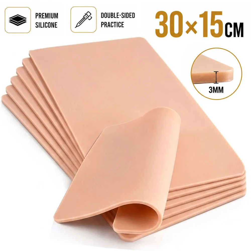 3mm Tattoo Practice Skin 30x15CM Tattoo Eyebrow Synthetic Leather Training Fake Skin Double Side Silicone Beginner Practice Skin