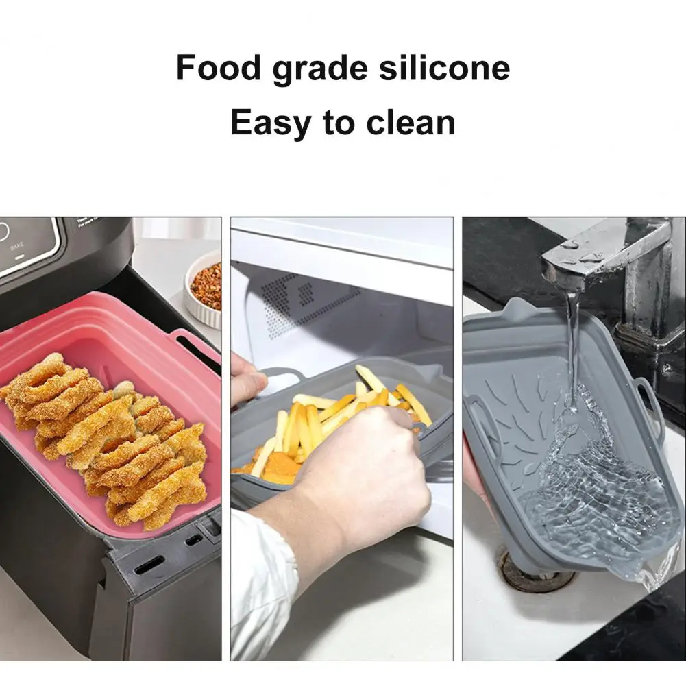 Durable Silicone Baking Pan Uniform Heating Air-Fryer Pan Reusable Foldable Design Silicone Baking Pan  Bakeware