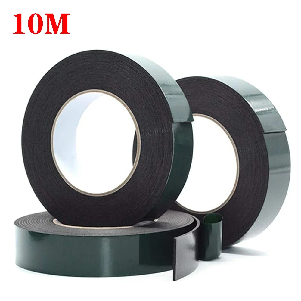 

10M PE Foam Double-Sided Adhesive Tape 8-50cm Width Thickened Sponge Green Film Black Shockproof Waterproof Super Strong Tape