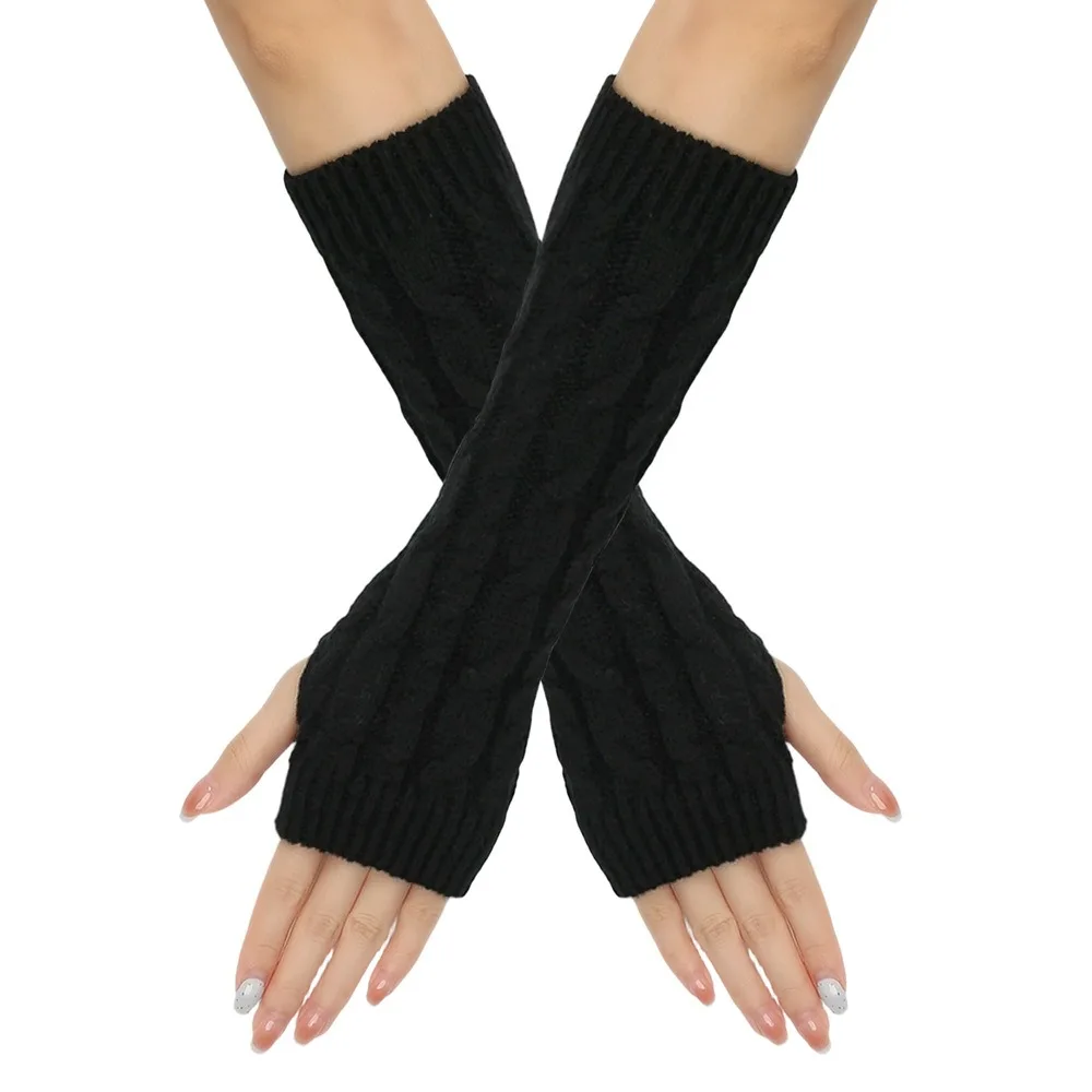 Fingerless Arm Sleeves Gloves Knitted Twists Decorative Pattern Arm Warmers Soft Material Warm Arm Sleeve Gloves Outdoor