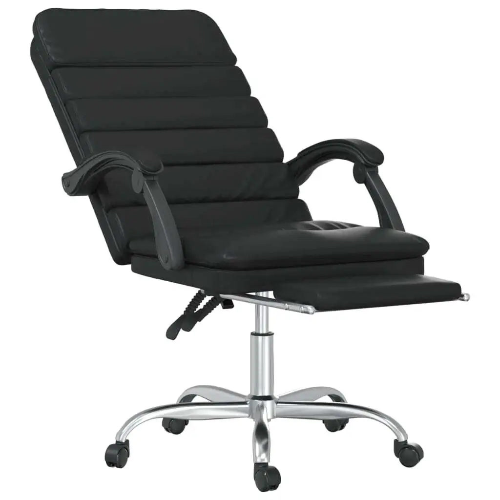 Silla de oficina reclinable con masaje de piel sintética negra: comodidad y estilo ergonómicos