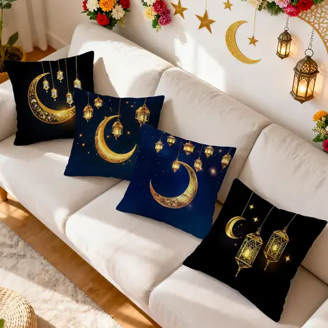 Moon Lanterns For Ramadan Pillowcase Bedroom Sofa Cushion Cover 100% Polyester Living Room Cushion Pillowcase Home Decor
