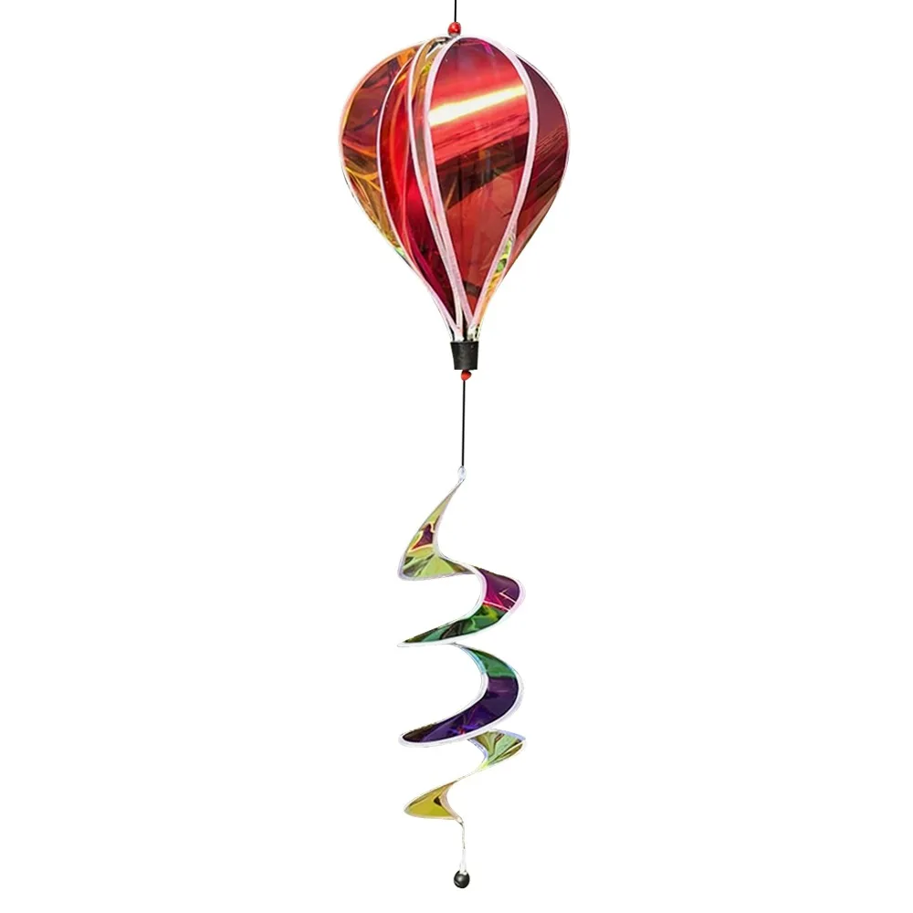 Giant Size Rainbow Hot Air Balloon Plastic Material 43.3inch Height Pinwheels 4X Balloon Rotating Sequins Whirligigs