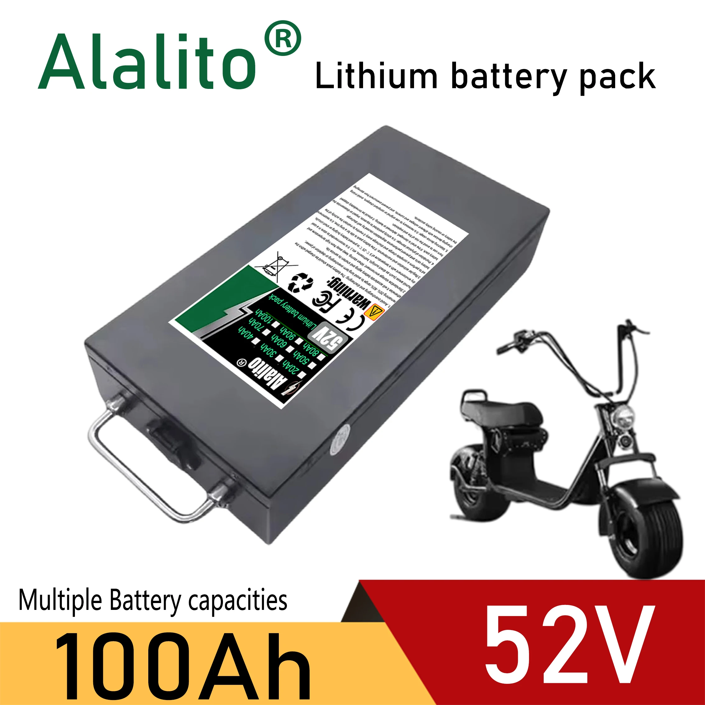 

52V 100Ah 18650 lithium battery pack, air freight, suitable for electric scooters and motorcycles below 3000W