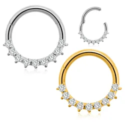 316L Surgical Steel Moon Septum Piercing CZ Daith Conch Hoop Earring Clicker Chain Segment Nose Rings 16G