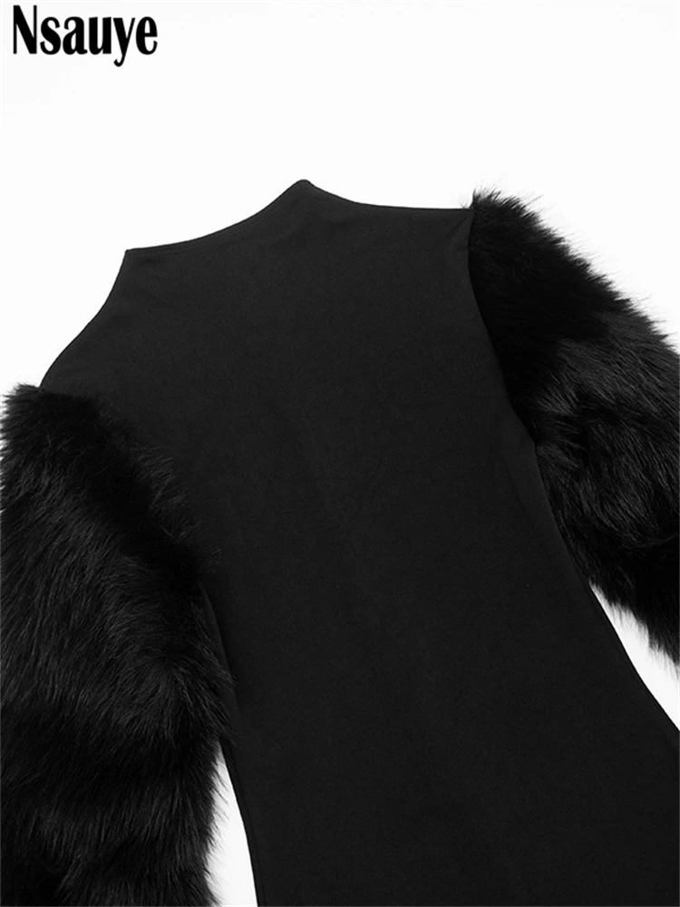 Nsauye Nepbont Lange Mouw Vrouwen Chic Zwart Bodycon Mini Mode Jurk Outfits Y2K Wrap Avondfeest Sexy Night Cub Jurk 2025