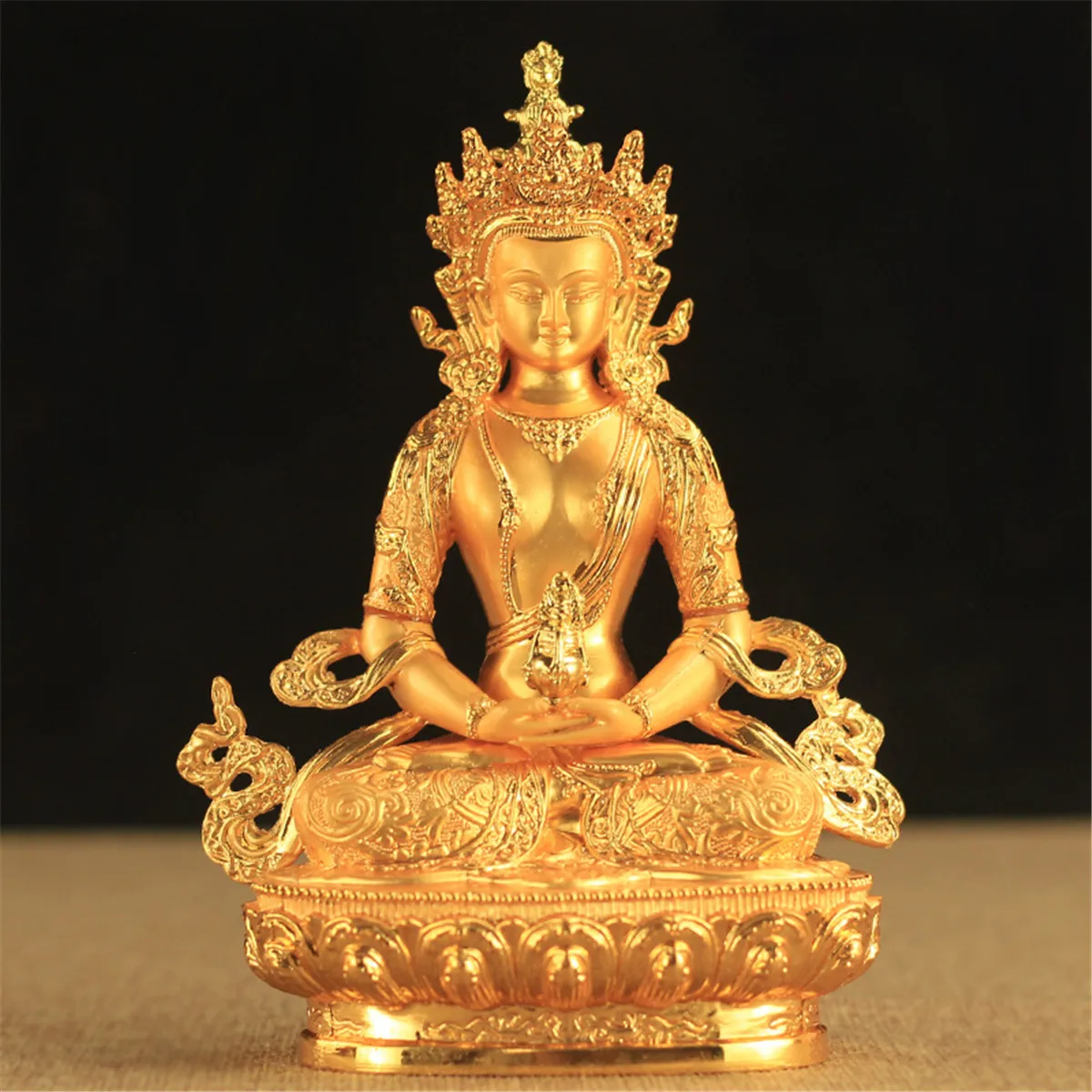 

6 Inch Colored Alloy Metal Buddhist Longevity Buddha Sculpture Statue,Tibetan Pray/Blessing Home/Living Room Office Figurine
