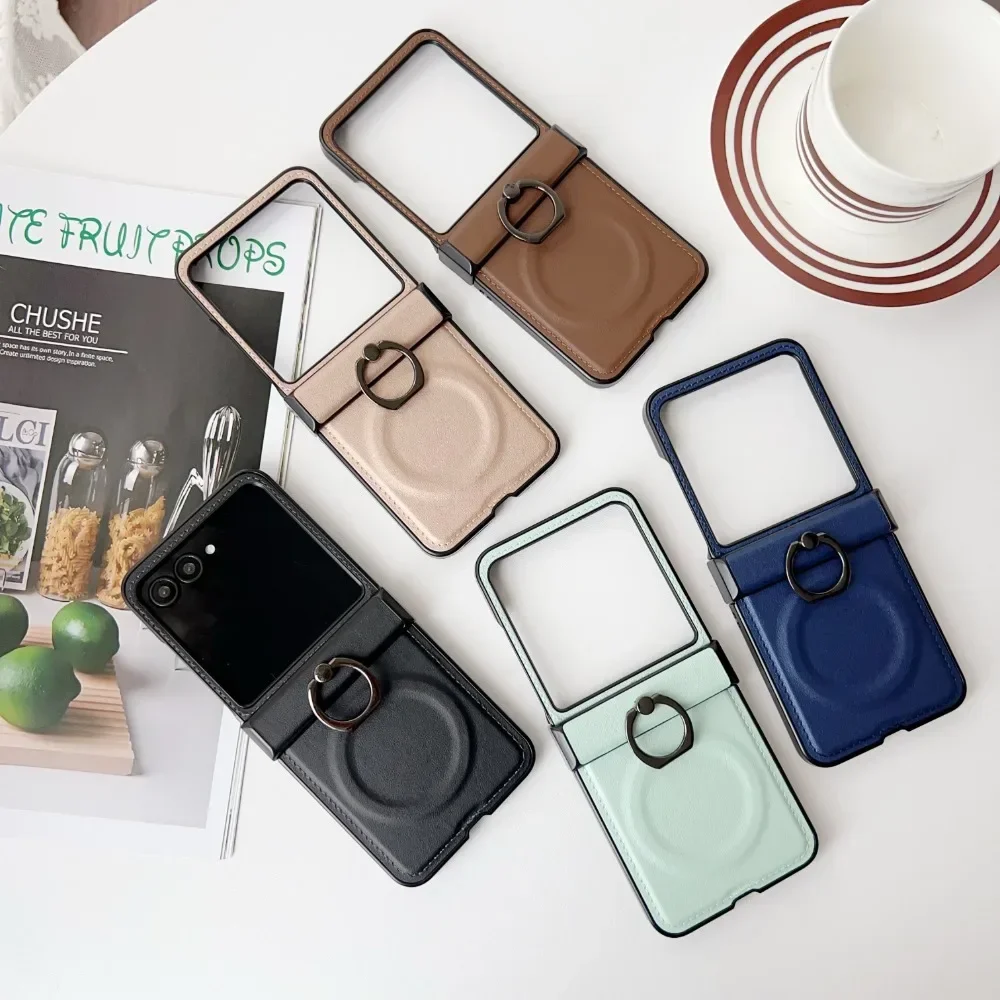 

Защитный шарнир для беспроводной зарядки, магнитный кожаный чехол для телефона Motorola Razr 60 50 40 Ultra Mooto Razr 50, кольцевой чехол