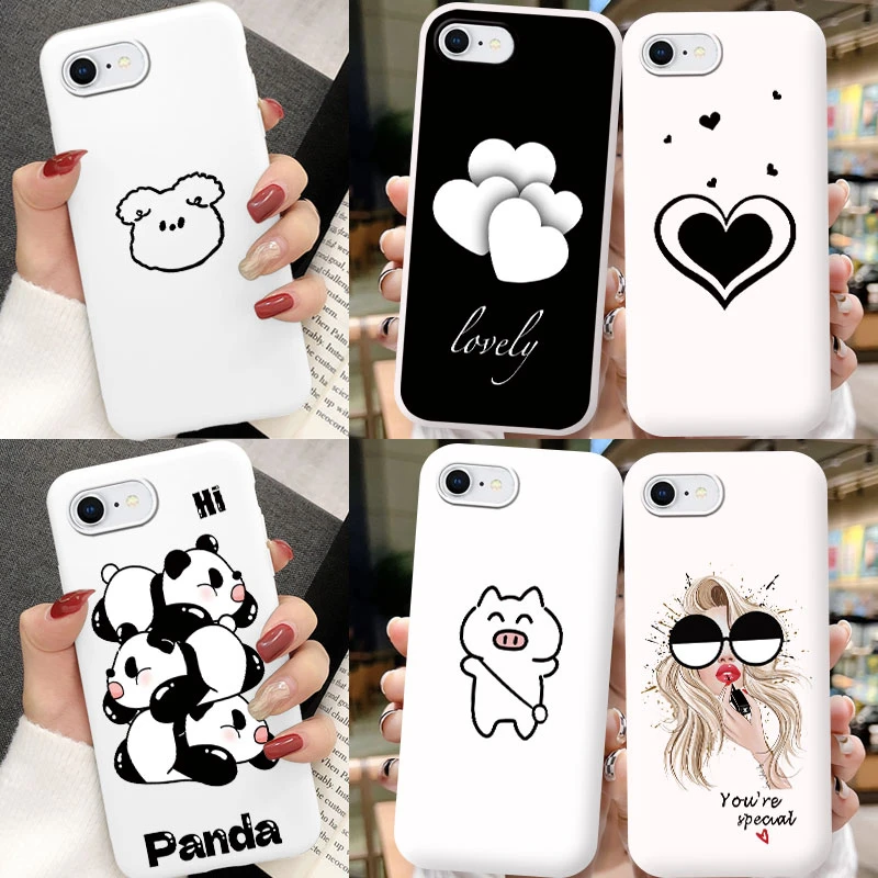 For IPhone 8 SE 2022 SE 2020 7 8 Plus 7 Plus 6 6S 6 Plus XR X XS XS Max Cute Panda Cartoon Clearance Big Sale White Phone Case