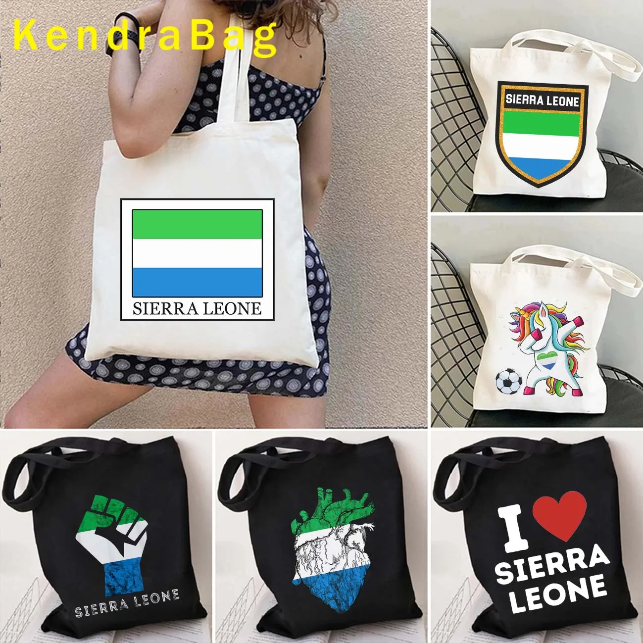 

Sierra Leone Map Flag Sierra Leonean Love Heart Women Canvas Shoulder Totes Bag Harajuku Shopper Handbags Cotton Reusable Bags